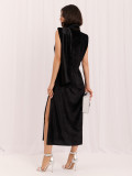 Rochie midi elegantă neagră cu curea