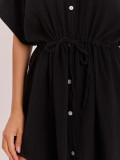 Rochie neagră oversize de vară cu guler