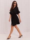 Rochie neagră oversize de vară cu guler