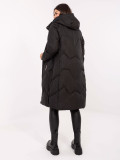 Palton lung negru matlasat cu glugă