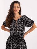 Rochie neagră evazată cu buline