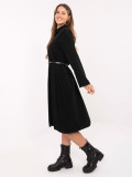 Rochie cămașă midi neagră cu curea