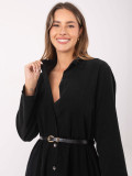 Rochie cămașă midi neagră cu curea
