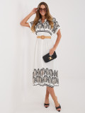 Rochie midi cămașă alb-negru cu broderie și curea
