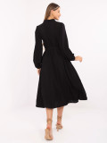 Rochie midi elegantă neagră cu mâneci lungi