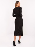 Rochie midi tip creion neagră cu mâneci lungi și decolteu petrecut