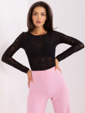 Body negru din dantelă cu mâneci lungi