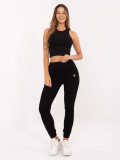 Pantaloni sport negri din bumbac cu material texturat