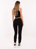Pantaloni sport negri din bumbac cu material texturat