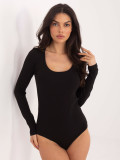Body negru cu nervuri și mâneci lungi