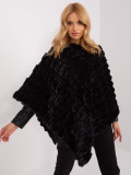 Poncho negru cu căptușeală și mâneci scurte