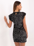 Rochie mini de cocktail neagră cu aplicație din paiete