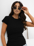 Tricou negru din bumbac cu mânecă scurtă