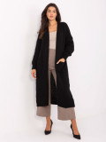 Cardigan lung negru cu buzunare