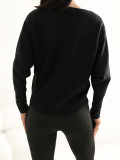 Pulover elegant negru cu dantelă