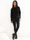 Pulover elegant negru cu dantelă