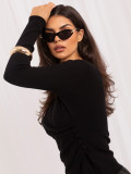 Pulover elegant negru cu decolteu petrecut