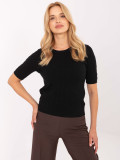 Pulover negru elegant cu mânecă scurtă