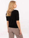 Pulover elegant negru cu aplicație