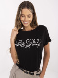 Tricou negru stilat cu inscripții