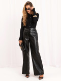 Pulover polo elegant negru cu guler