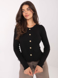 Pulover elegant negru cu dantelă și nasturi