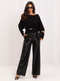 Pulover elegant negru cu curea și decolteu tip bărcuță
