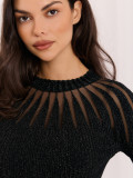 Pulover elegant negru cu decolteu rotund