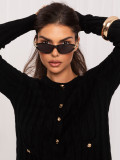 Pulover elegant negru cu nasturi
