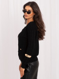 Pulover elegant negru cu nasturi