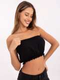 Top elegant negru cu volane