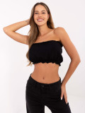 Top elegant negru cu volane