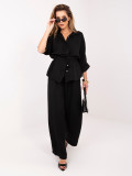 Set elegant negru cu cămașă și pantaloni largi