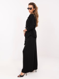 Set elegant negru cu cămașă și pantaloni largi