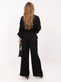 Set elegant negru cu cămașă și pantaloni largi