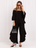 Set negru cu bluză și pantaloni