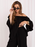 Set negru cu bluză și pantaloni