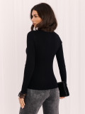 Pulover elegant negru cu dantelă