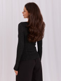 Pulover elegant negru cu decolteu petrecut