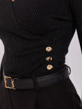 Pulover elegant negru cu decolteu petrecut