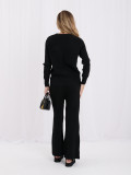 Set negru cu cardigan și pantaloni largi