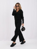 Set negru cu cardigan și pantaloni largi