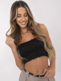 Top elegant negru cu dantelă