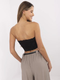 Top elegant negru cu dantelă