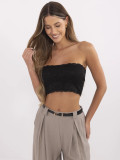 Top elegant negru cu dantelă