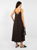 Rochie maxi de vară cu decolteu în V, maro