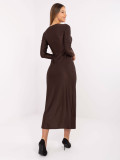 Rochie elegantă midi tip creion cu mâneci lungi, maro