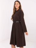 Rochie cămașă midi maro cu curea
