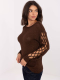 Pulover elegant maro cu decolteu rotund