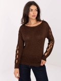 Pulover elegant maro cu decolteu rotund